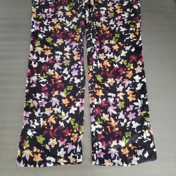 Equipment Florence Silk Trouser Pant High Rise Floral Leaf Straight Leg XL - Picture 4 of 15